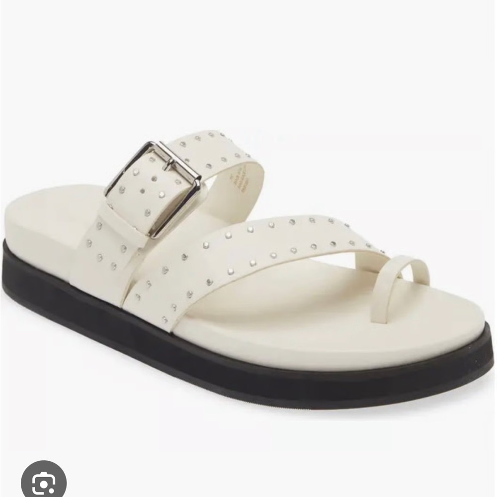 Open Edit Florence Toe Loop Sandal In Ivory Egret